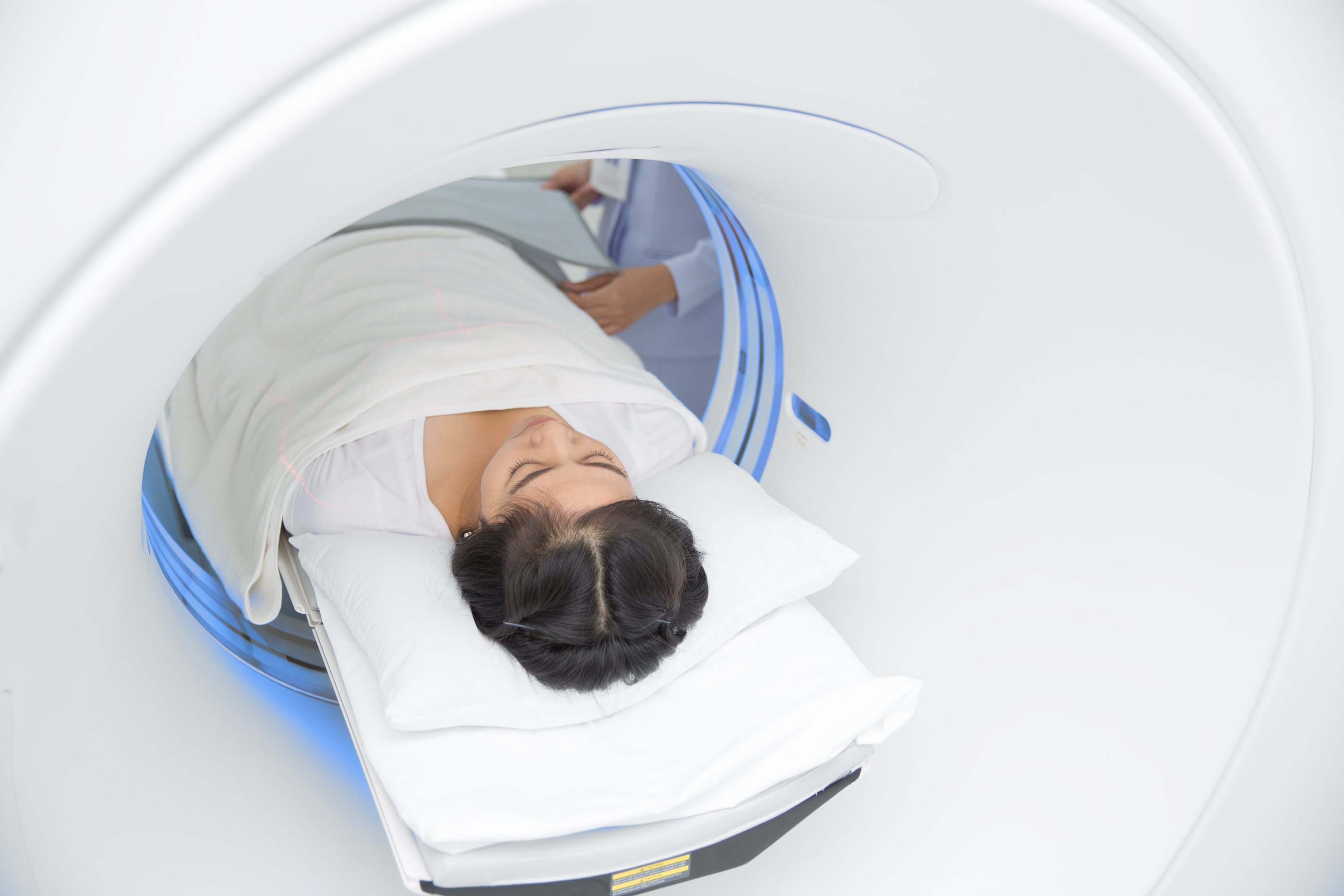 Girl during MRI scan process